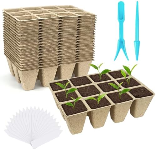 240 Cells Biodegradable Seedling Starter Trays, 20 Pack Plant Starter Kit by GCVOPTON