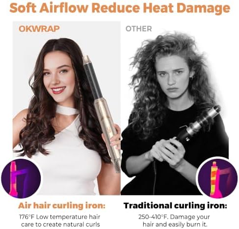 6 in 1 Hair Dryer Brush, Foldable Blow Dryer Brush with Air Styler Curler Wrap, Detachable Hot Air Brush Dry,Volumize, Straight,Curl, Negative Ion Brush Blow Dryer with Diffuser, Hair Styler Tools - Image 5