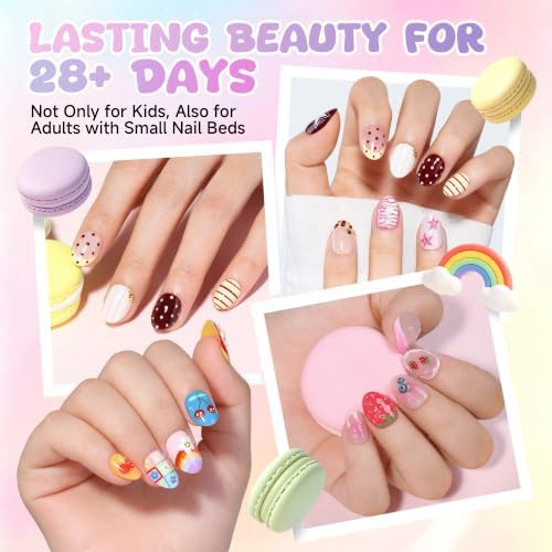 UNA GELLA Extra Short Almond Kids Nail Tips Soft Gel Press on Nails 216 Pcs - Image 2