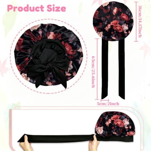 Satin Hair Bonnet Silk Bonnet for Sleeping Double Layer Elastic Tie Band Adjustable Reusable Hair Cap Cute Women Girls - Image 2