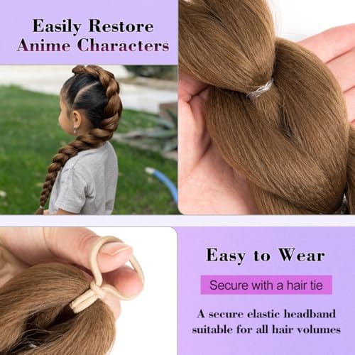 Getgal 24 inch Purple Braids Ponytail Hair Pre Braiding Hair with Tie Synthetic Purple Hair Extensions for Halloween Costume Cosplay（24inch Ponytail #6） - Image 3