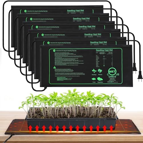 6 PCS Durable Seedling Heat Mat for Plants - 10'' x 20.5'' Bulk Seed Starting Heating Mat for Indoor Grarden Greenhouse, Waterproof Warm Hydroponic Seed Mat for Plant Germination Growth by Apipi