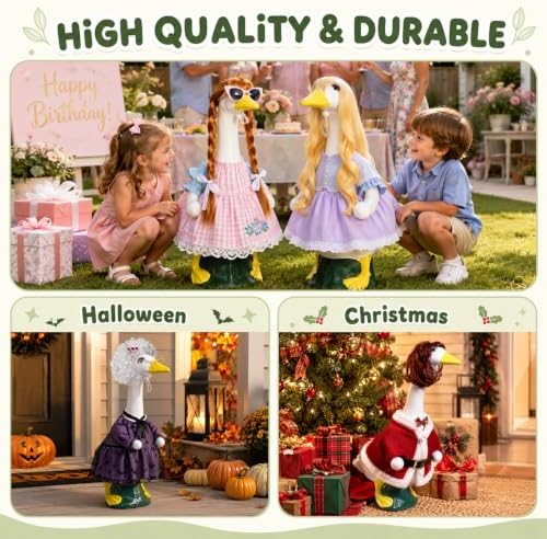 4Pcs Porch Goose Wigs Set Porch Goose Outfits Accessories for Outdoor Statue Accessories Garden Patio Yard Goosey Decoration (4PCS Wigs with False Lashes) - Image 4