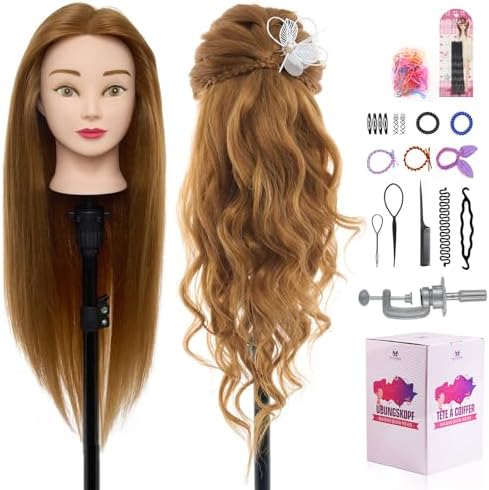 Mannequin Head with 80% Human Hair 26-28" Doll Head for Hairdresser #27 by NeverlandBeautyHealth