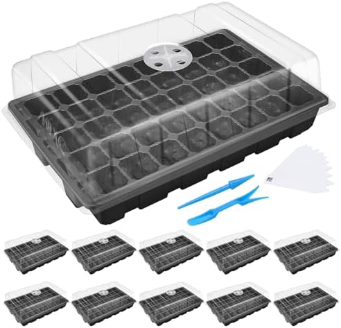 MIXC 10Pack Seed Starter Tray, 400Cell Mini Propagator Greenhouse Grow Kit by MIXC