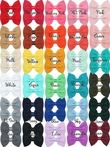 JOYOYO 60Pcs Baby Girls Kids Toddlers 2.75 Inch Twill Waffle Fabric Hair Bows Alligator Clips for Pigtails Hair Accessories and Bangs - Image 2