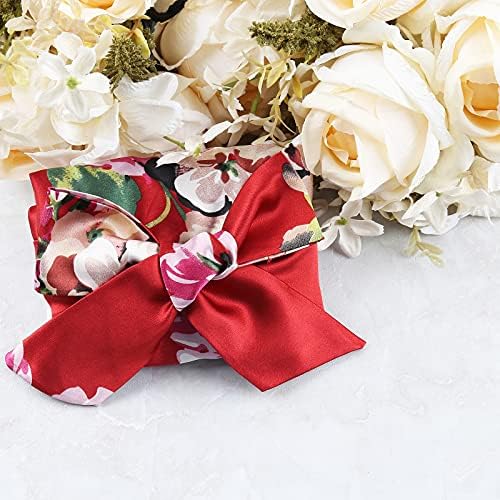 Extra Large Satin Bonnet Sleep Cap for Women, Double Layer Silky Hair Bonnet with Tie Band for Braids/Curly/Long Hair - Red Floral - Image 3