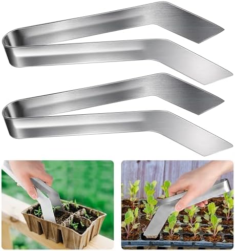 2 Pcs Seedling Transplant Tongs- 8.7 Inch Stainless Steel Gardening Plants Transplant Tongs- Seedling Remove Transplant Pliers for Reducing Root Damage by PurpleStar
