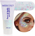 MEICOLY Clear White Face Body Glitter,Mardi Gras Face Glitter Makeup for Kids Women,Face Glitter for Running Half Marathon,Sparkly Mermaid Hair Glitter,Singer Concert Festival Rave Accessories by MEICOLY