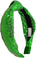 FROG SAC St. Patrick's Day Knot Headband for Girls, Green Sequin Knotted Hair Band Accessories for Kids, Sparkly Iridescent Little Girl Headbands for Children, Cute Sparkle Head Band by FROGSAC