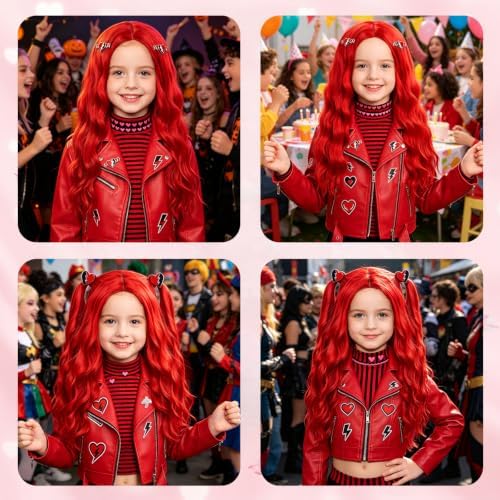 Mildiso 7PCS Kids Red Princess Cosplay Wig for Girls Halloween Costume M151 - Image 6