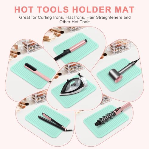 Silicone Heat Resistant Mat for Hair Tools, Oversize, Green - Image 6