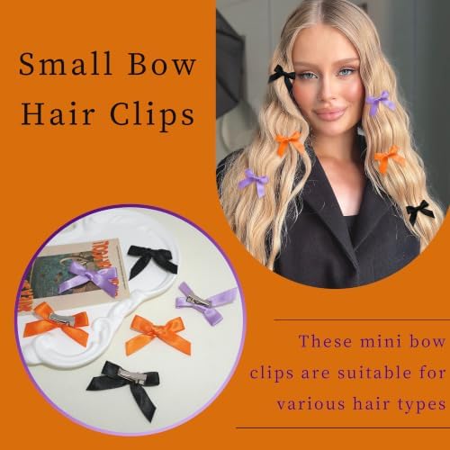 Halloween Bow Hair Clips 30pcs Bows for Hair Satin Mini Hair Bows Cute Bowknot Y2K Hair Accessories for Girls - Image 3