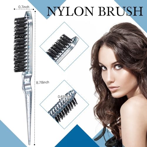 Geiserailie 3 Pcs Slick Back Hair Brush Set Bristle Brush, Clear Blue - Image 3