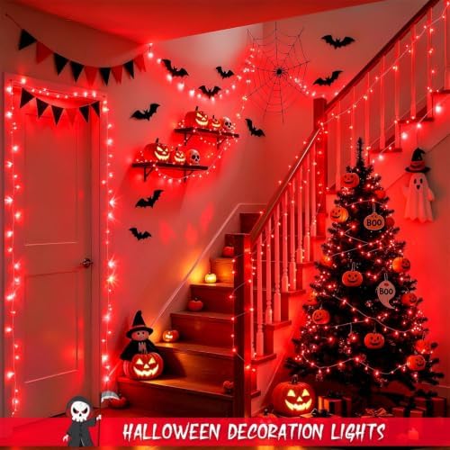 JMEXSUSS 66ft 200 LED Red Halloween Indoor Outdoor String Lights Plug in - Image 4