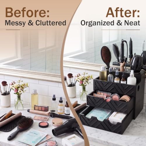 SiliFine Hair Tool Organizer with Heat Resistant Silicone Mat, Black - Image 4