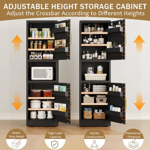 67" Freestanding Metal Pantry Cabinet, Tall Kitchen Food Storage Cupboard - Image 4