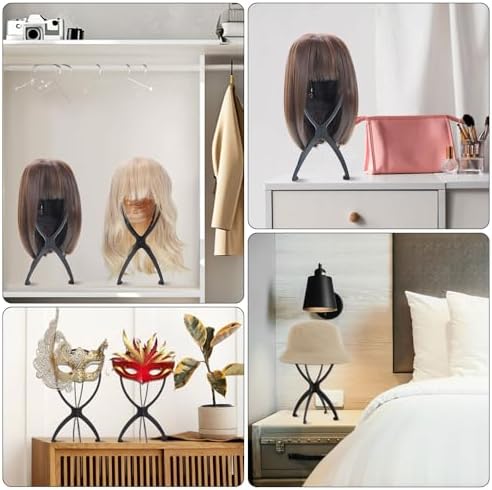 obeoby Wig Stand, Portable Foldable Wig Holder for Wigs (Black,3Pack) - Image 7
