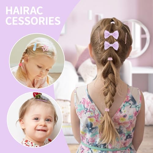 940Pcs Cotton Hair Accessories Set with Bow Clips, Rubber Bands, Elastic Holders, and Organizer Box for Girls and Toddlers - Image 6