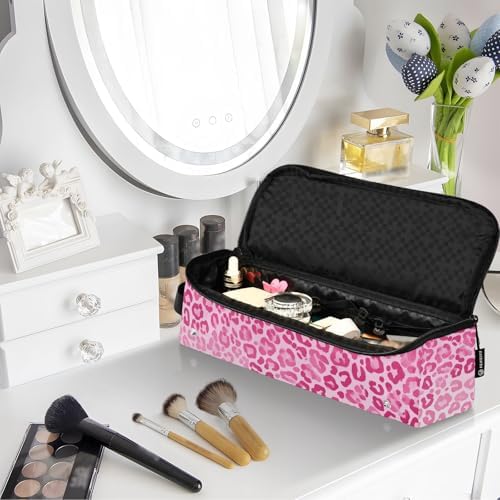 Hair Tools Travel Bag with Heat Resistant Mat Detachable 2-in-1 Curling Iron Travel Case Hot Tools Organizer for Straightener Flat Iron Gradient Pink Leopard Print - Image 7