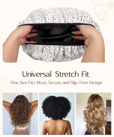 Yanibest Frizz Free Satin Lined Shower Cap with Soft Elastic Band - Image 5