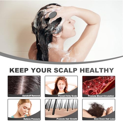 Meartchy Silicone Scalp Massager, Scalp Scrubber for Hair Growth with Soft Bristles, Scalp Exfoliator Brush Dandruff Removal Shampoo Brush for Wet Dry Scalp Care (Black) - Image 4