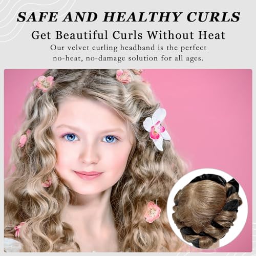 ZILAMPU Heatless Curls Overnight Long Hair 70" Curling Headband - Black - Image 3