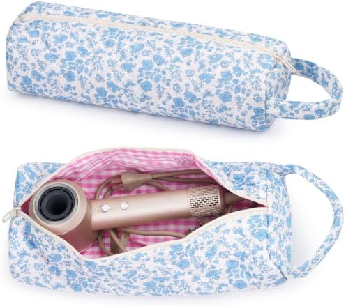 Hair Tool Organizer Travel Bag for Curling Irons & Dryers (Blue Flower) by Bebykilemi