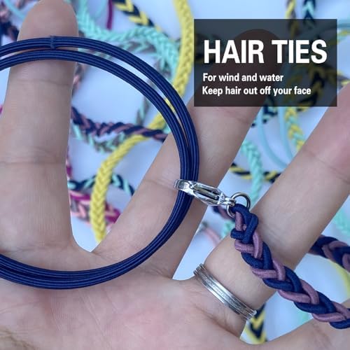 Ponytail Holders for Women, 25" Elastic No Tangle Spiral Hair Ties Damage-Free Pony tail Wrap for Thick Long Hair Motorcycle Hair Accessories for Sports- Bike Riding Swim Skiing- 3 Pack Colorful - Image 5