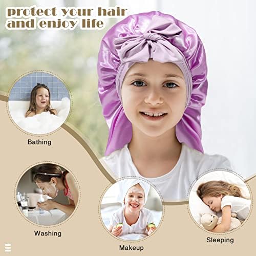 AWAYTR Kids Bonnets for Girls - Satin Long Hair Braid Bonnet for Sleeping - Image 4