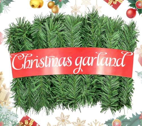 3 Pack Christmas Garlands, 16.4Ft/Piece Christmas Tree Garland, Full Evergreen Pine Garland for Christmas Tree, Fireplace Mantle, Staircase, Front Door, Railing, Indoor & Outdoor Holiday Decor by PLACHIDAY