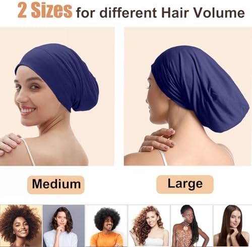 Satin Bonnets for Sleeping Adjustable Silk Lined Bonnet Sleep Cap Hair Wrap - Image 3