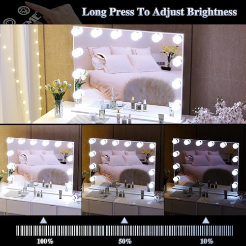 BEAUTME Vanity Mirror with Lights, Touch Control, 28.3 x 21.3 Inch White - Image 5