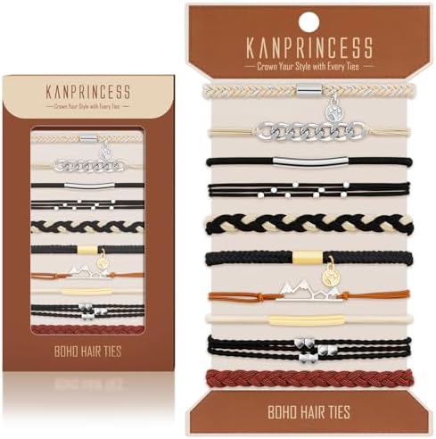 KANPRINCESS 10Pcs Boho Hair Tie Bracelet, Elastic Ponytail Bands for Women by KANPRINCESS