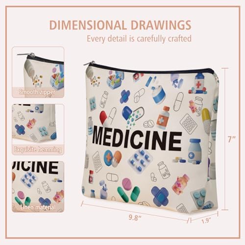 Medicine Makeup Bag Gifts: Colorful Medical Themed Cosmetic & Toiletry Organizer Pouch For Teen Girls & Women Doctor Nurse Healthcare.Ideal Gift For Travel, Birthdays, & Christmas. - Image 4