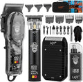 Professional 4-in-1 Barber Kit for Men, Cordless Hair Clippers & Beard Trimmer, Foil Shaver & Nose Trimmer Set with LED Display, Complete Grooming Kit for Home,Travel Case, Gifts for Men by LQT