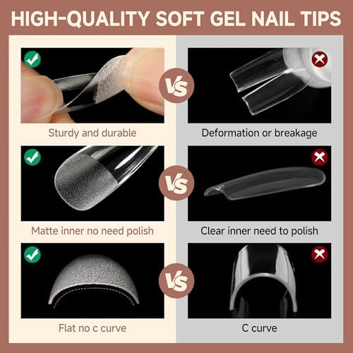 UNA GELLA Medium Coffin Nails Tips 216PCS 12 Sizes, X-Soft - Image 5