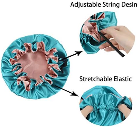 Kids Satin Bonnet Sleeping Cap Adjustable Silky Bonnet Double Layered Reversible Hair Bonnet Silky Night Hat for Toddler Child Baby - Image 4