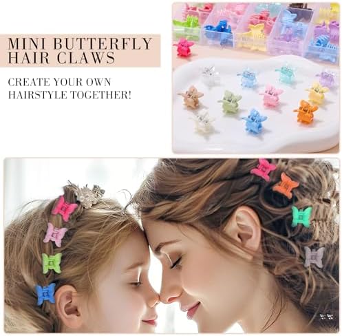 128Pcs 0.6In Mini Butterfly Hair Claw Clips for Toddler Baby Girl, Colorful - Image 3