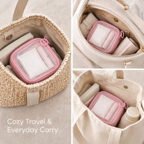 Weewooday 4Pcs Mesh Makeup Bag, Pink, Small, Classic - Image 4