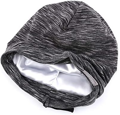 Kids Beanie Sleep Hats Bonnet for Night Sleeping Cap Silky Lined Satin Bonnet with Adjustable Elastic Band for Teens Toddler Child Natural Curly Frizzy Hair Cover(Grey Pale) - Image 4
