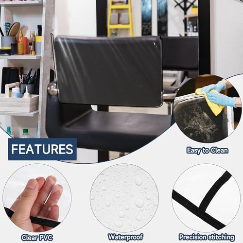 Black Salon Chair Cover, Clear Plastic Square Seat Back Protectors, Reinforced Precision Stitched Covers for Standard Salon Chairs - Image 5