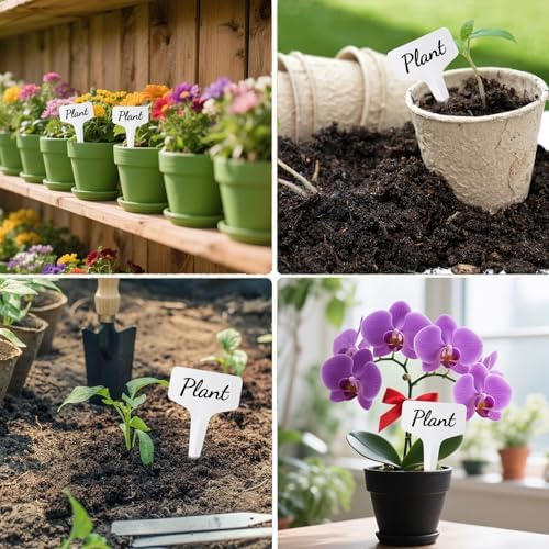 200 PCS Plant Labels T-Shape, 4 Inch Potted Plant Name Tags Plastic, White - Image 4