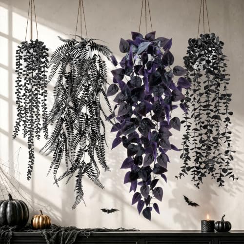 Der Rose 4 Pcs Fake Gothic Plants for Halloween Bathroom Decor Indoor by DerRose