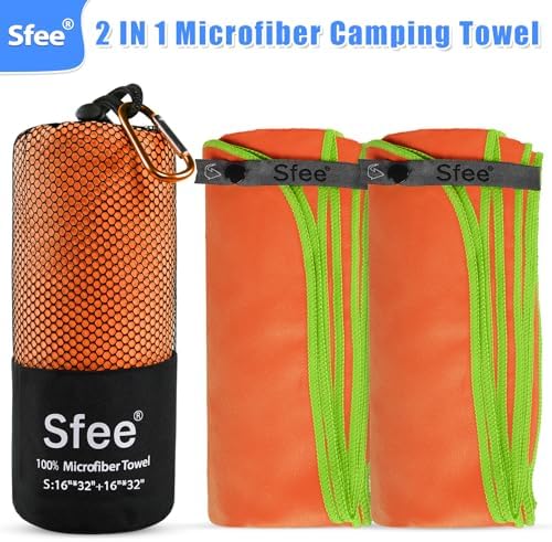Sfee 2 Pack Microfiber Travel Towel, Quick Dry Towel Camping Towel Beach Towel Super Absorbent Compact Lightweight Sports Gym Towels Set for Beach, Gym, Hiking, Pool, Backpacking, Bath, Yoga - Image 6