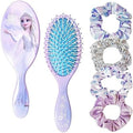 Frozen Princess Elsa Hair Accessory 5 Pcs Set - 1 Regular 9 inch Frozen Hairbrush & 4 Frozen Scrunchies - Detangling Brush & Elastic Hair Ties Ropes for Girls, Ages 3+ by LUVHERKIDS