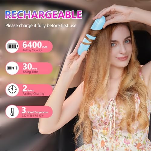 STUDLLY LCD Screen Cordless Hair Straightener & Curler 2 in 1, Blue - Image 6