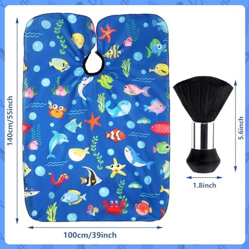 FEBSNOW Kids Haircut Cape, Professional Barber Cape with Neck Duster Brush - Image 2