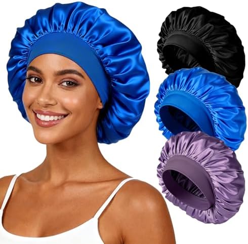 Yanideer 3 Pcs Satin Bonnet for Sleeping Double Layer Hair Bonnets for Women with Elastic Band by Yanideer