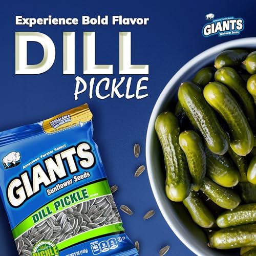 GIANTS Dill Pickle Sunflower Seeds - Sunflower Seeds Bulk, Big Sunflower Seeds to Eat, Roasted & Salted Sunflower Seeds for Eating, Pickle Flavor, 8g Protein Per Serving - 5 oz Bag (Pack of 3) - Image 4